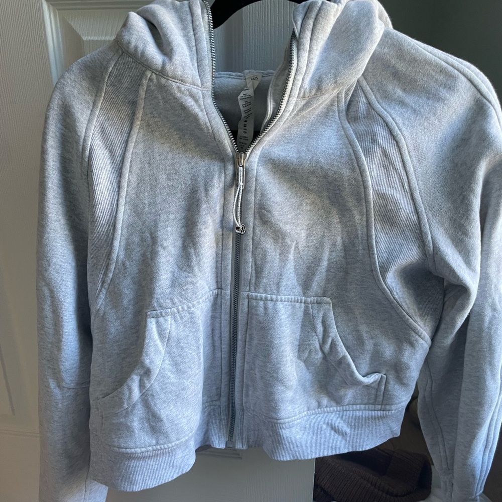 Gray cropped full zip Lululemon hoodie